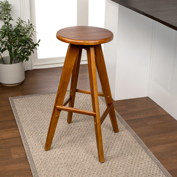 Ceren MidCentury Industrial Round Solid Wood Backless Counter Stool